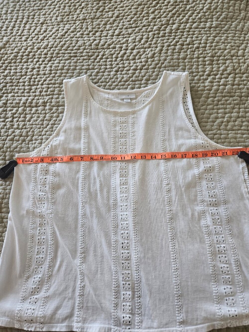 j jill White Eyelet Cotton Tank - large - Picture 5 of 6